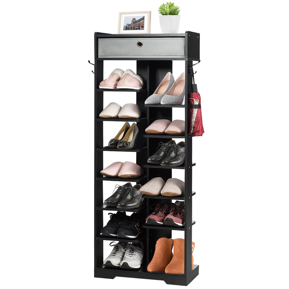 13-tier Vertical Shoe Rack with Removable Drawer