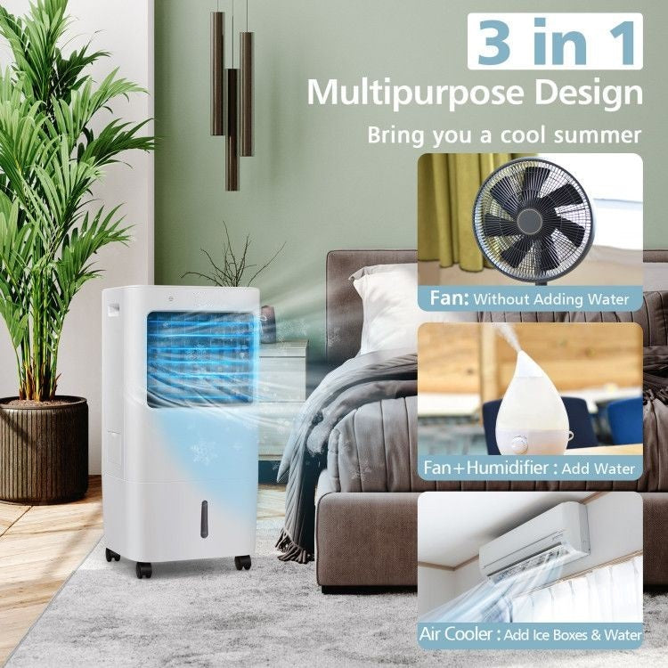 3-in-1 Evaporative Portable Air Cooler Fan with Remote Control and 7.5H Timer