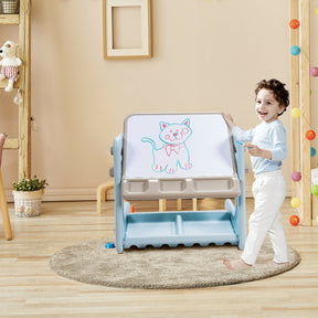 2 in 1 Kids Art Easel Table and Chair Set  with Adjustable Painting Board