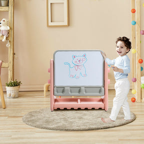 2 in 1 Kids Art Easel Table and Chair Set  with Adjustable Painting Board