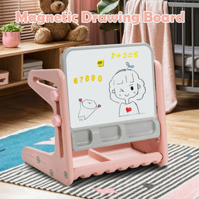 2 in 1 Kids Art Easel Table and Chair Set  with Adjustable Painting Board