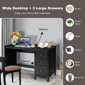 3-Drawer Gaming Computer Office Desk Writing Study Desk for Home