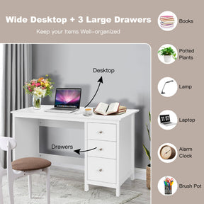 3-Drawer Gaming Computer Office Desk Writing Study Desk for Home