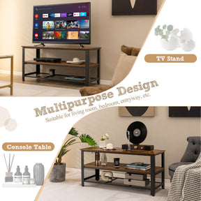 3-Tier Industrial Entertainment TV Stand with Metal Mesh Shelf