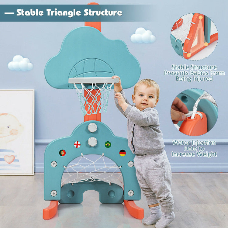 3-in-1 Adjustable Basketball Hoop Set with Balls for Kids