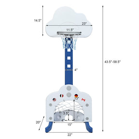 3-in-1 Adjustable Basketball Hoop Set with Balls for Kids