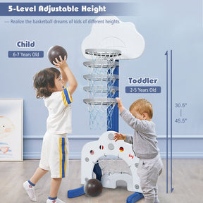3-in-1 Adjustable Basketball Hoop Set with Balls for Kids
