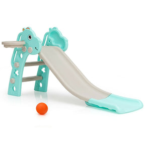 3-in-1 Baby Indoor Play Climbing Toys Slide Set with Basketball Hoop