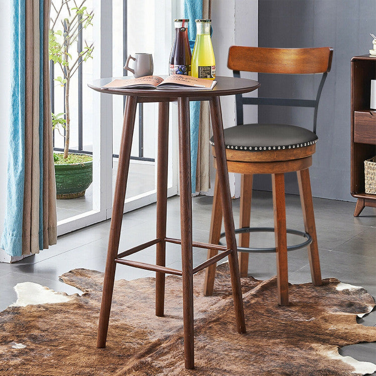 2 Pieces 360-Degree Bar Swivel Stools with Leather Padded and Backrest