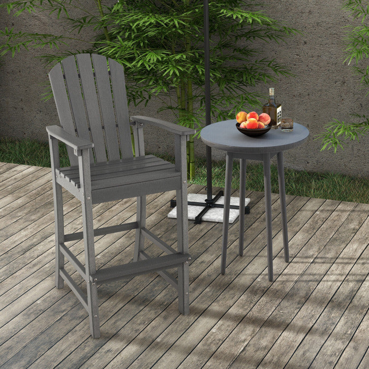 HDPE Outdoor Bar Stool 30 Inches Counter Height Polywood Adirondack Chair with Backs for Poolside or Patio#color_Gray