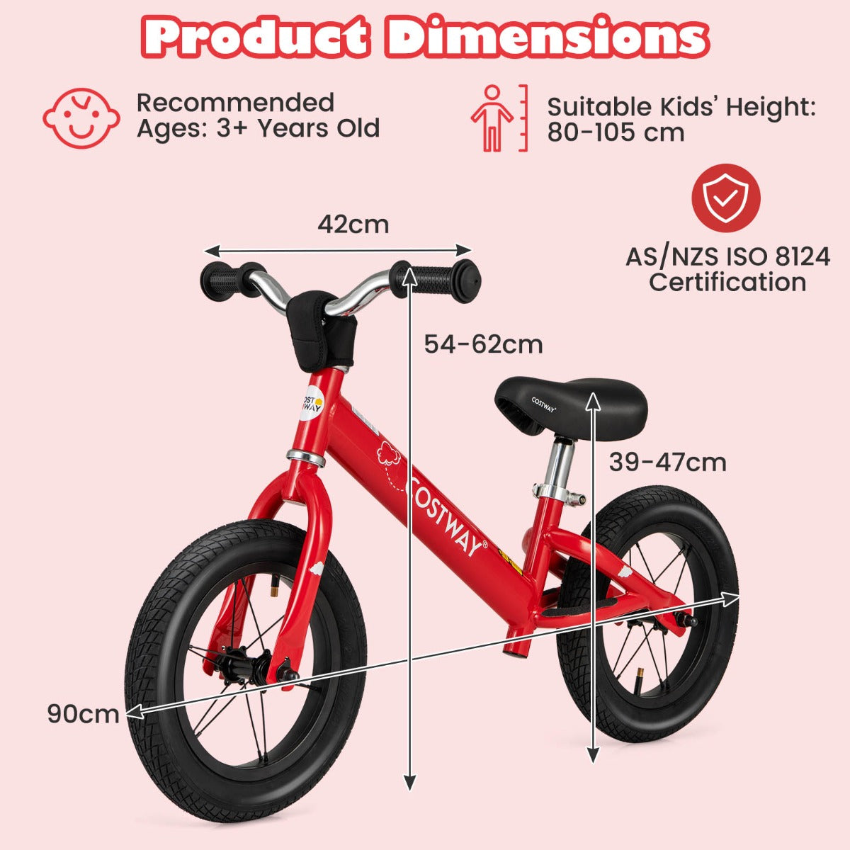 30 cm Toddler Balance Bike with Height Adjustable Handlebar and Seat