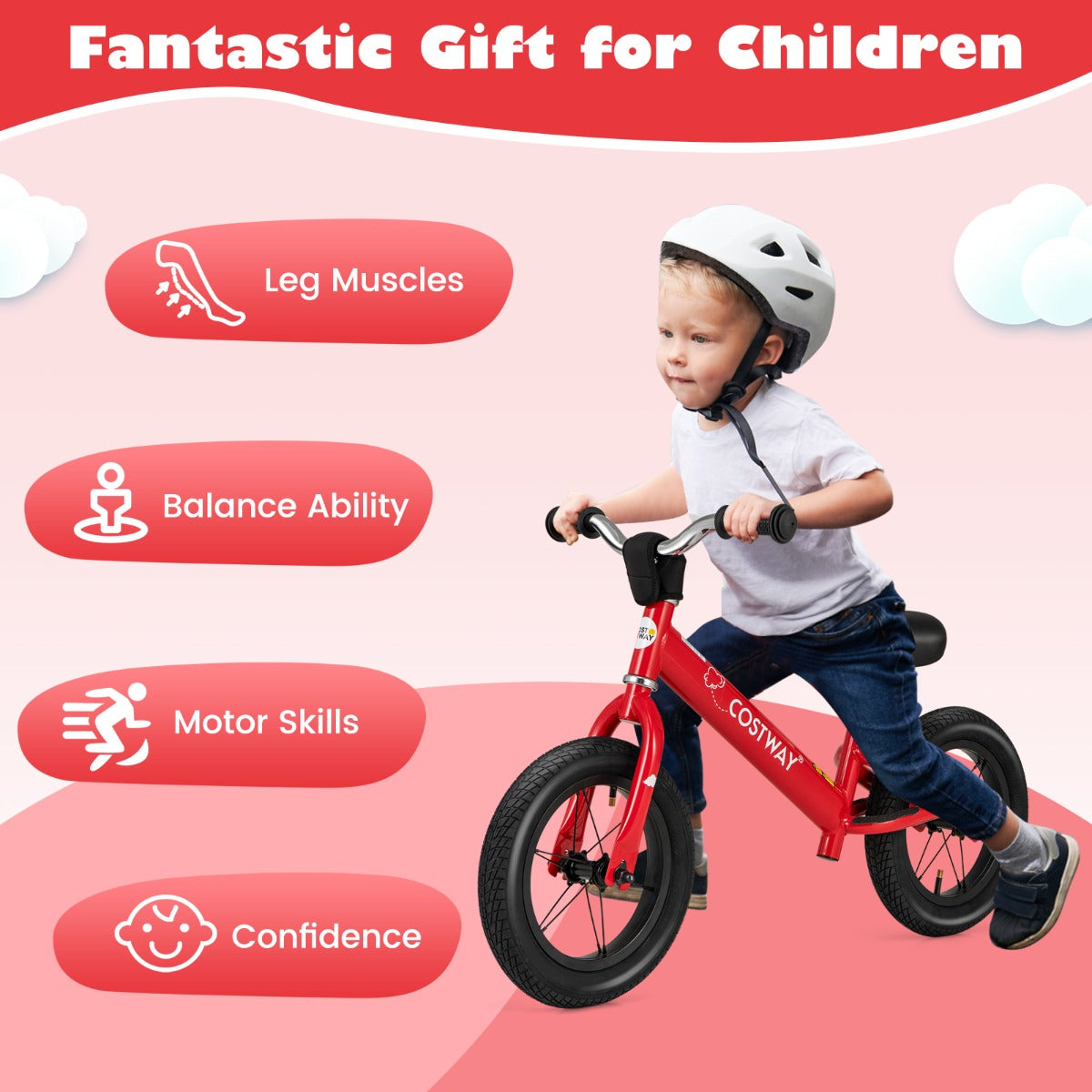 30 cm Toddler Balance Bike with Height Adjustable Handlebar and Seat