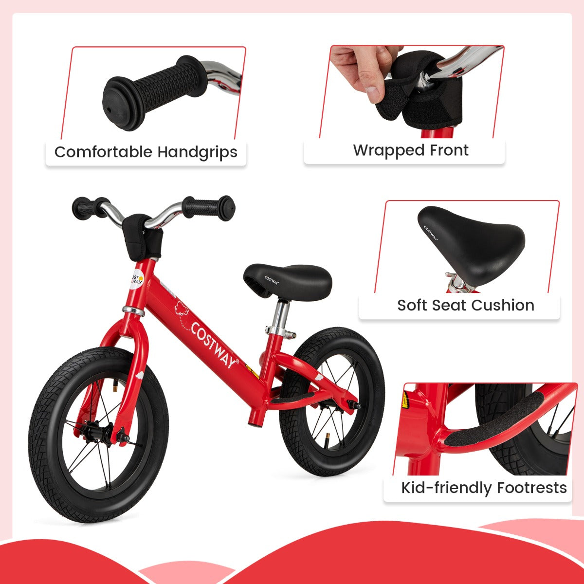 30 cm Toddler Balance Bike with Height Adjustable Handlebar and Seat