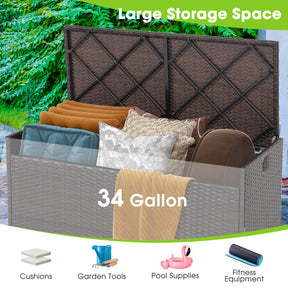 34 Gallon Patio Storage Bench with Seat Cushion and Zippered for Outdoor