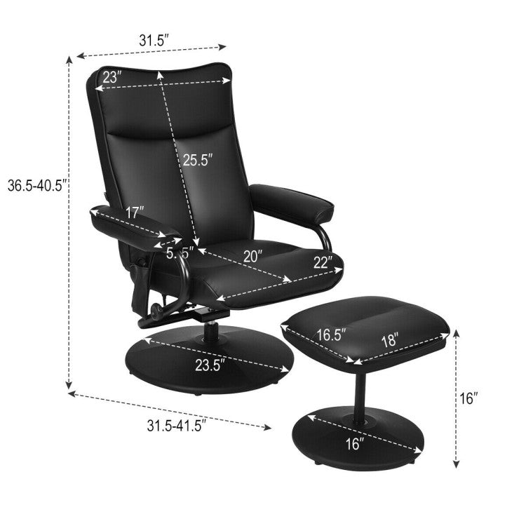 360° Swivel Electric Massage Recliner Chair with Ottoman and Remote Control