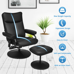 360° Swivel Electric Massage Recliner Chair with Ottoman and Remote Control