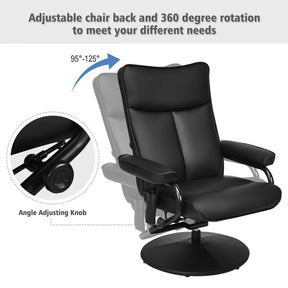 360° Swivel Electric Massage Recliner Chair with Ottoman and Remote Control