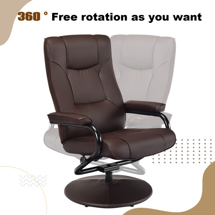 360° Swivel Recliner Chair with Ottoman for Bedroom & Living Room