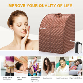 3L Portable Blast-proof Steam Sauna Spa with Foot Massage Roller and Folding Chair