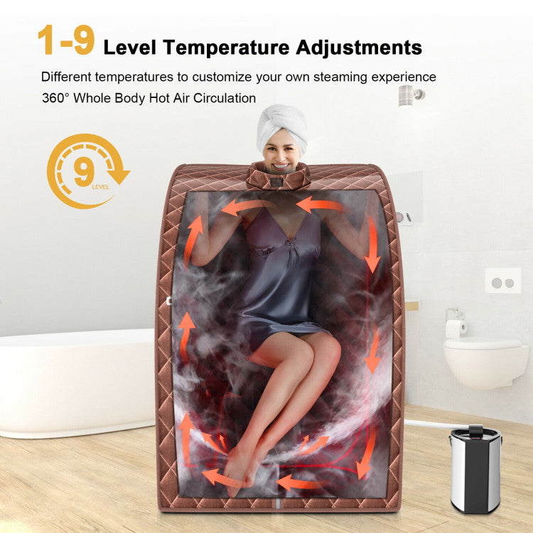 3L Portable Blast-proof Steam Sauna Spa with Foot Massage Roller and Folding Chair