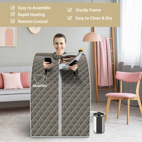 3L Portable Blast-proof Steam Sauna Spa with Foot Massage Roller and Folding Chair