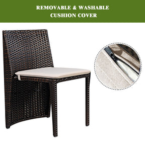 3 Pieces Wicker Patio Cushioned Outdoor Chair and Table Set