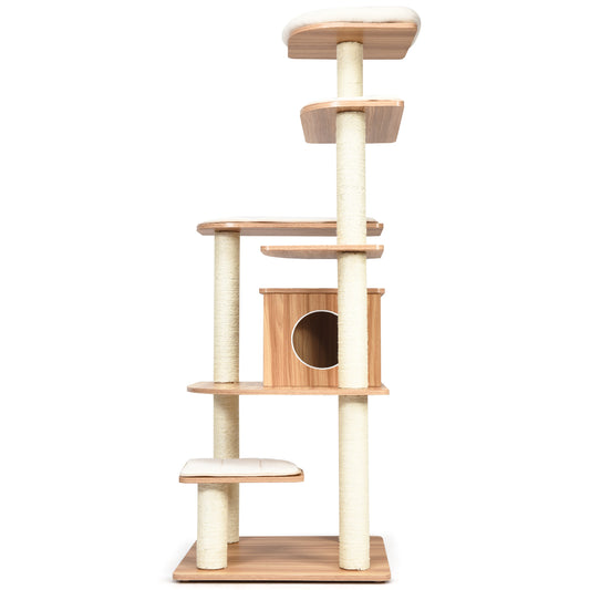 Modern Cat Climbing Tree with Scratch Resistant Sisal Rope Column