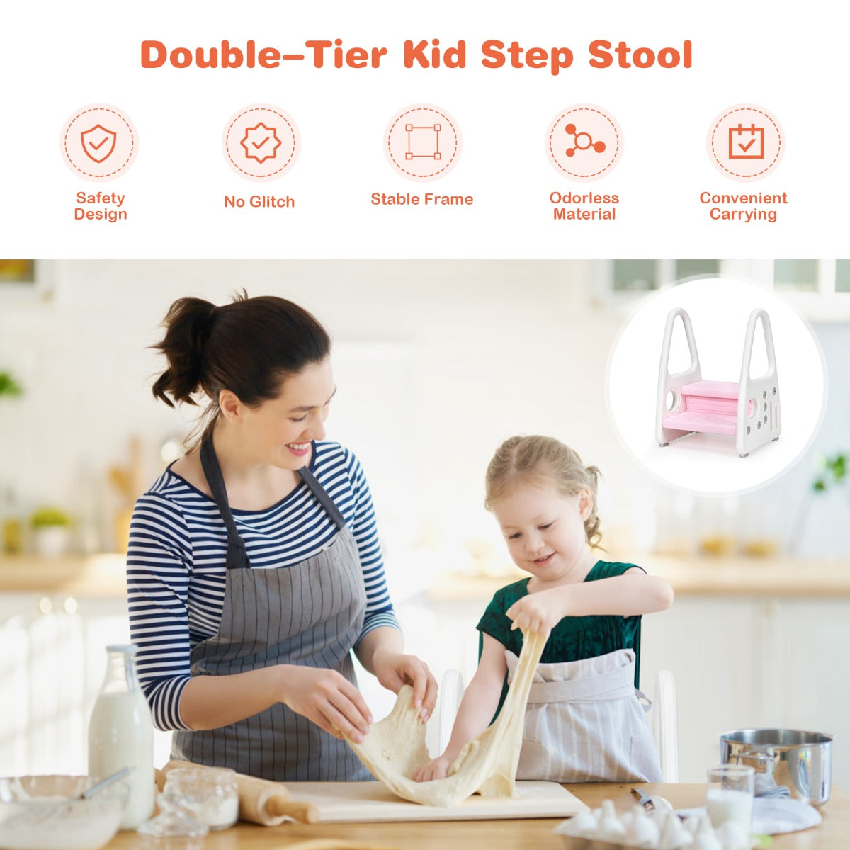 kids step stool for Toddler with Non-slip Design