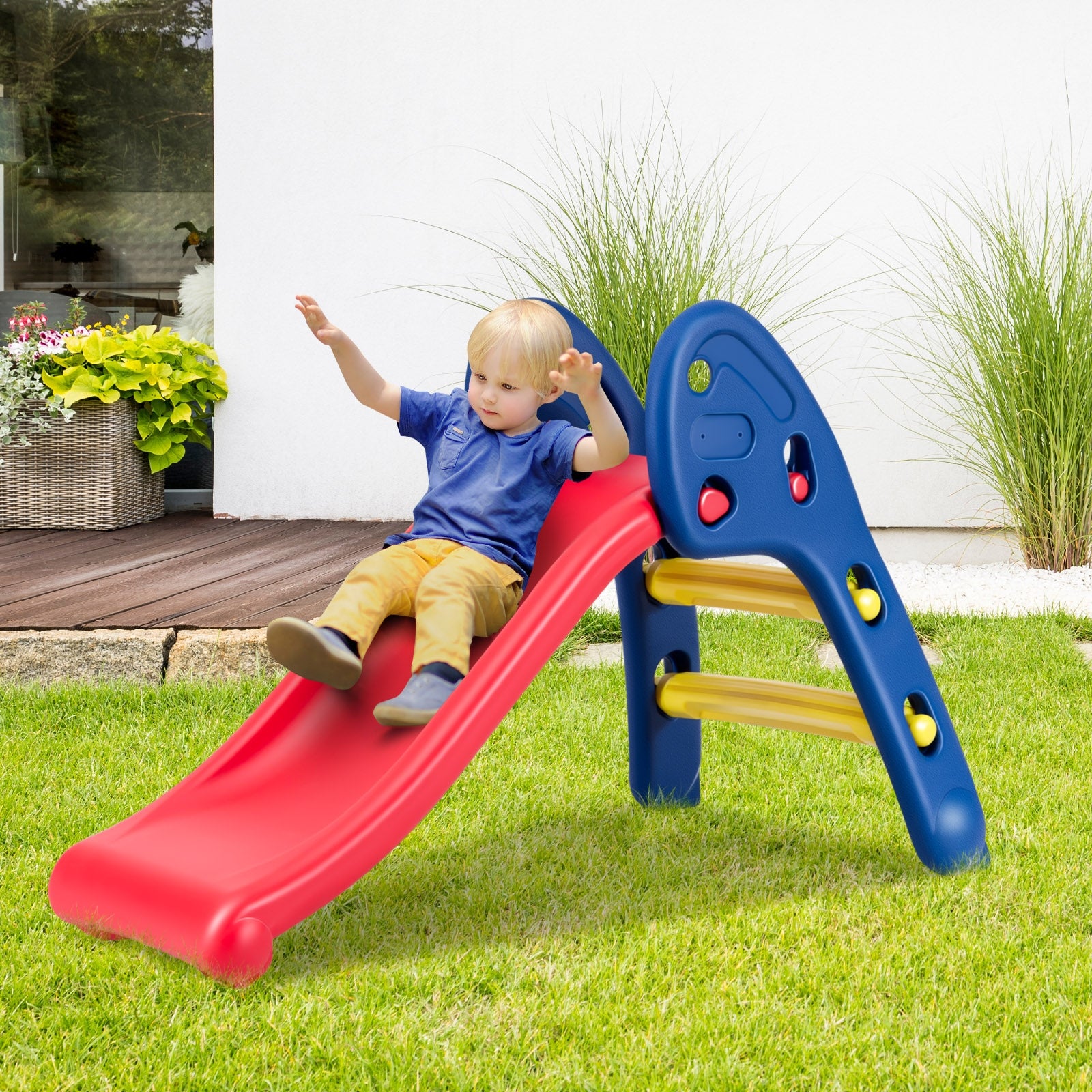 2-step Folding Plastic Toy Slide for Kids