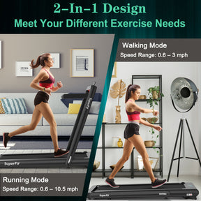 4.75HP 2-In-1 Folding Walking Pad Treadmill with APP Remote Control and LED Touch Screen