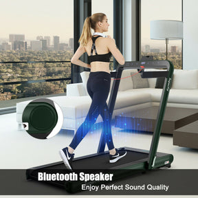 4.75HP 2-In-1 Folding Walking Pad Treadmill with APP Remote Control and LED Touch Screen