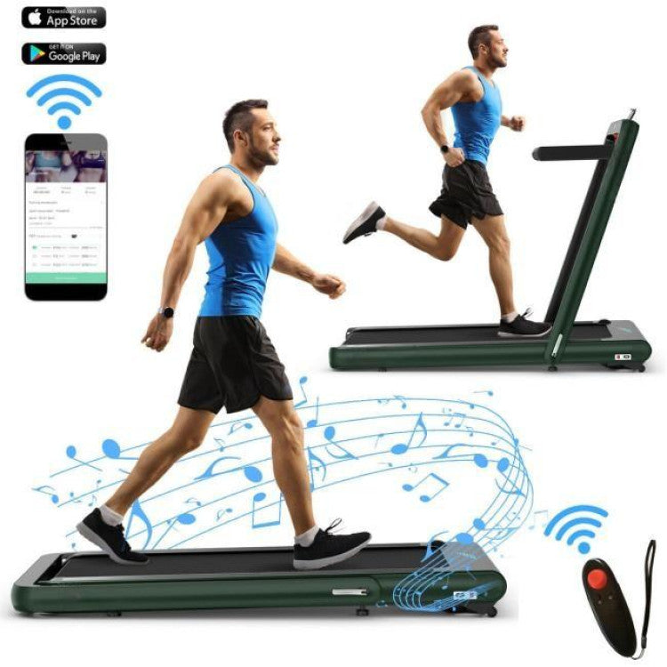 4.75HP 2-In-1 Folding Walking Pad Treadmill with APP Remote Control and LED Touch Screen