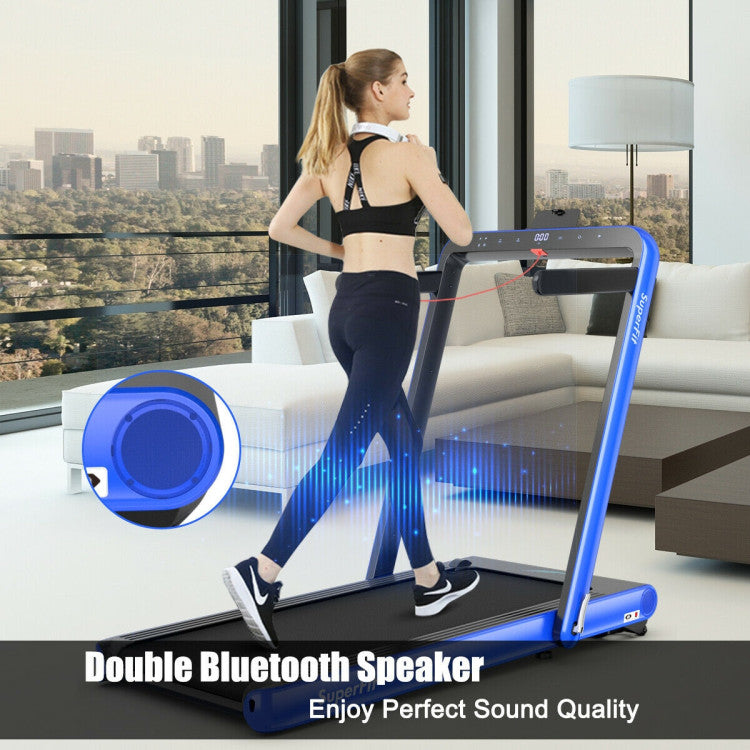 4.75HP 2-In-1 Folding Walking Pad Treadmill with APP Remote Control and LED Touch Screen