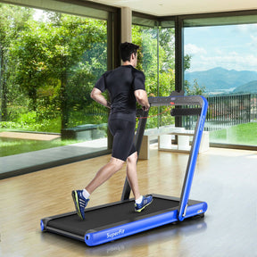 4.75HP 2-In-1 Folding Walking Pad Treadmill with APP Remote Control and LED Touch Screen