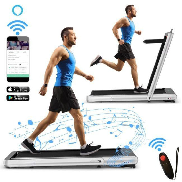 4.75HP 2-In-1 Folding Walking Pad Treadmill with APP Remote Control and LED Touch Screen