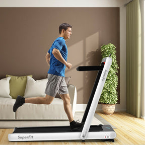 4.75HP 2-In-1 Folding Walking Pad Treadmill with APP Remote Control and LED Touch Screen