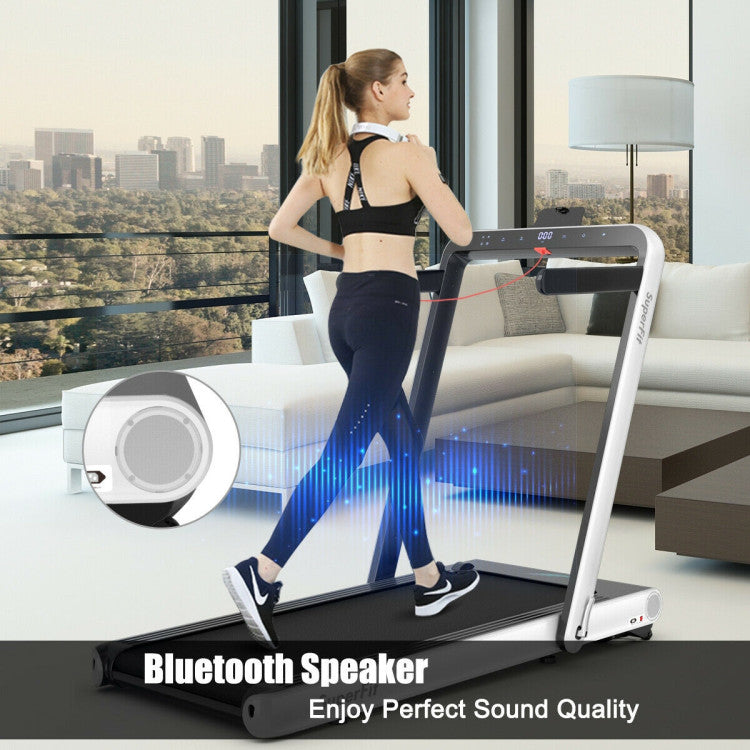 4.75HP 2-In-1 Folding Walking Pad Treadmill with APP Remote Control and LED Touch Screen