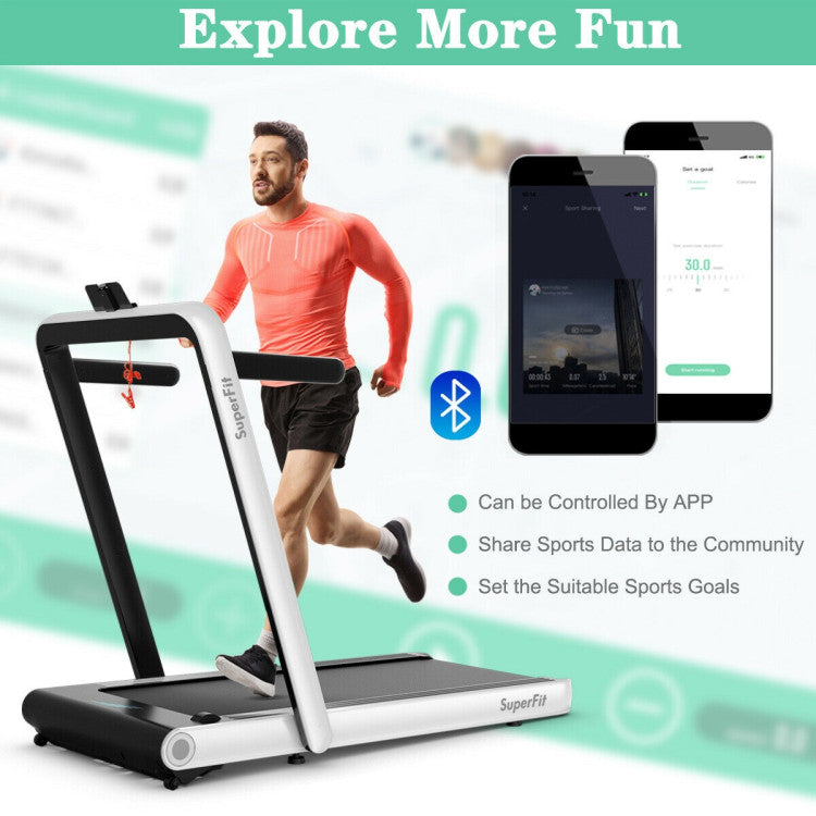 4.75HP 2-In-1 Folding Walking Pad Treadmill with APP Remote Control and LED Touch Screen