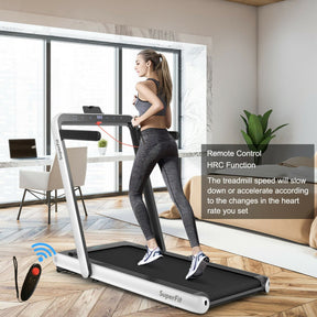 4.75HP 2-In-1 Folding Walking Pad Treadmill with APP Remote Control and LED Touch Screen