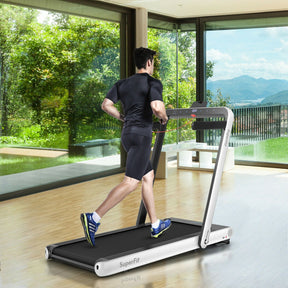 4.75HP 2-In-1 Folding Walking Pad Treadmill with APP Remote Control and LED Touch Screen