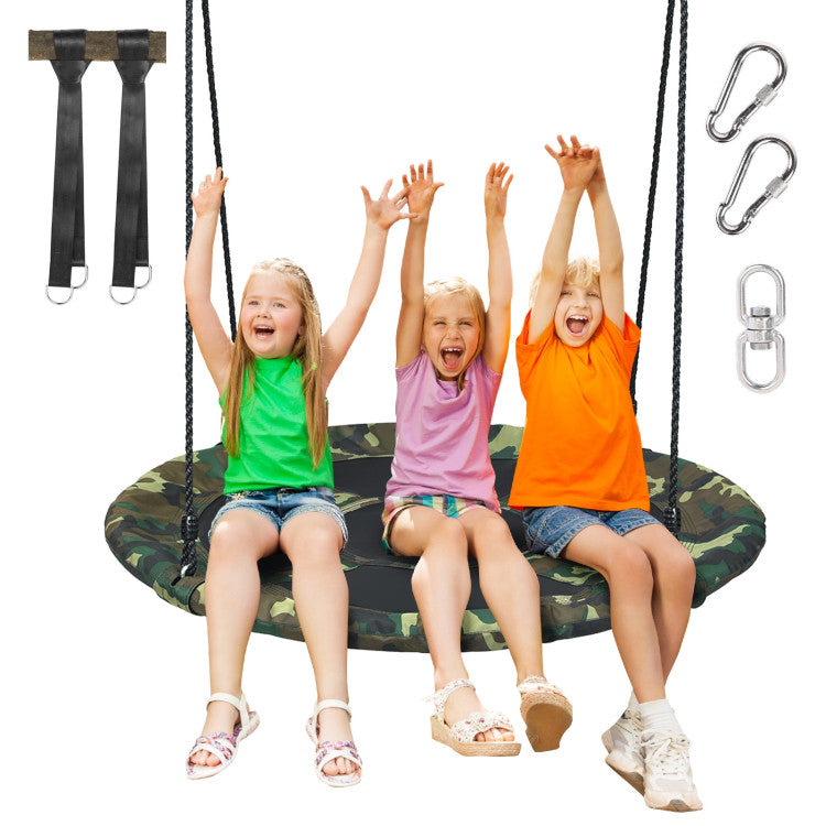 40 Inch Flying Saucer Tree Kids Swing Outdoor Play Set with Adjustable Ropes