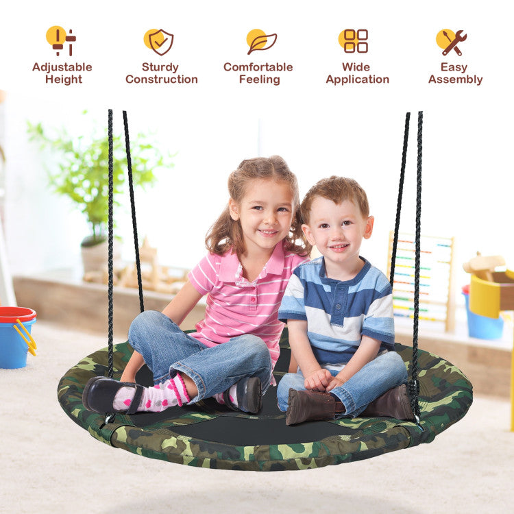 40 Inch Flying Saucer Tree Kids Swing Outdoor Play Set with Adjustable Ropes