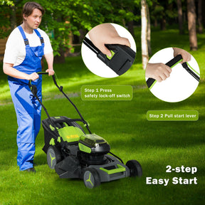 40V 18 Inch 6 Adjustable Cutting Heights Brushless Cordless Push Lawn Mower with Straw Bag