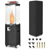 41,000 BTU Propane Patio Heater with Metal Hood and 4 Universal Wheels_Black