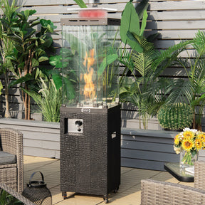 41,000 BTU Propane Patio Heater with Metal Hood and 4 Universal Wheels