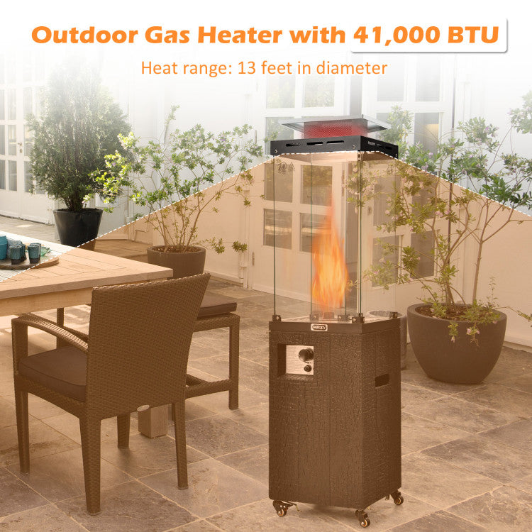 41,000 BTU Propane Patio Heater with Metal Hood and 4 Universal Wheels