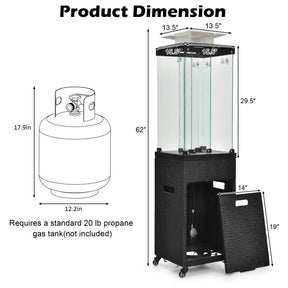 41,000 BTU Propane Patio Heater with Metal Hood and 4 Universal Wheels