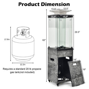 41,000 BTU Propane Patio Heater with Metal Hood and 4 Universal Wheels