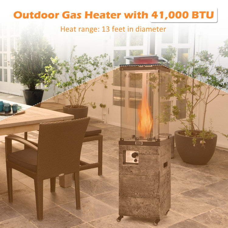 41,000 BTU Propane Patio Heater with Metal Hood and 4 Universal Wheels