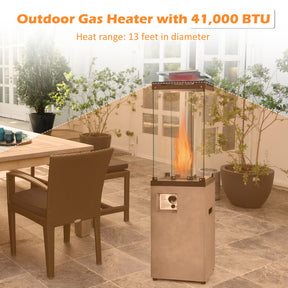 41,000 BTU Propane Patio Heater with Metal Hood and 4 Universal Wheels